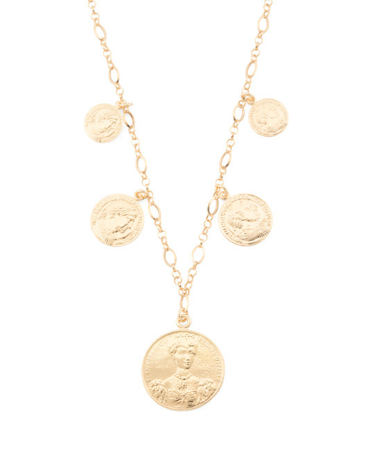 Made In Italy 18kt Gold Plated Multi Coin Charm Necklace | TJ Maxx