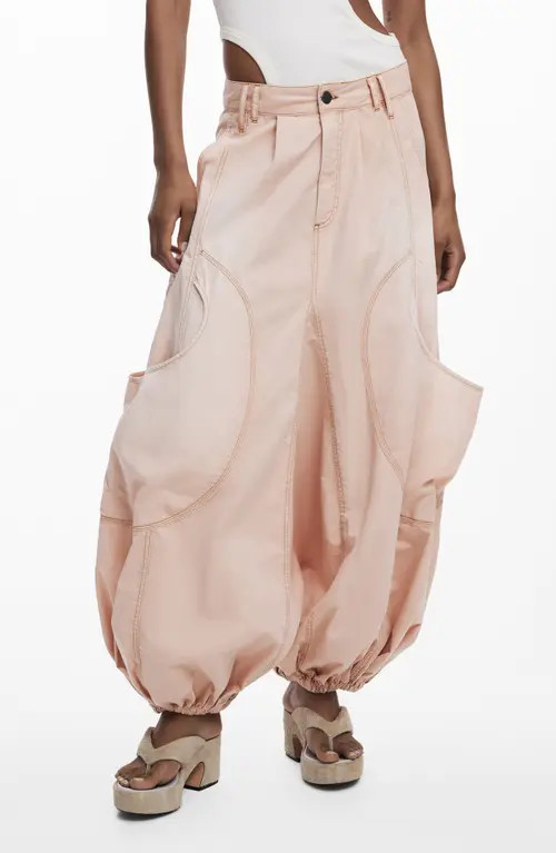 Desigual Cotton Cargo Pocket Harem Pants in Pink at Nordstrom, Size 42 | Nordstrom