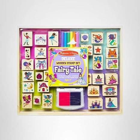 Melissa & Doug Deluxe Wooden Stamp and Coloring Set – Fairy Tale (30 Stamps, 6 Markers, 2 Durab... | Amazon (US)
