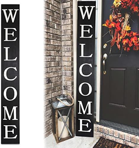 Tall Outdoor Welcome Sign for Front Door, 6ft Black Welcome Sign,Rustic Tall Welcome Sign for Front  | Amazon (US)
