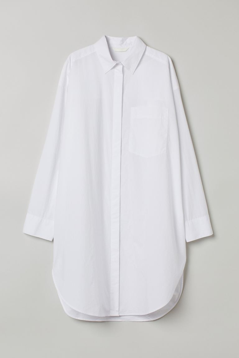 Lange katoenen overhemdblouse | H&M (DE, AT, CH, NL, FI)