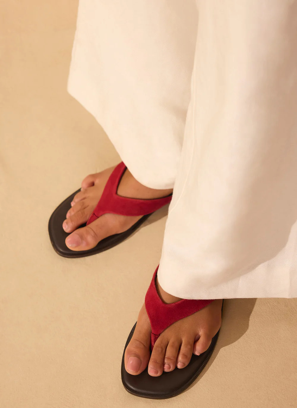 Lula Red Suede Flip Flop Sandals | Mint Velvet