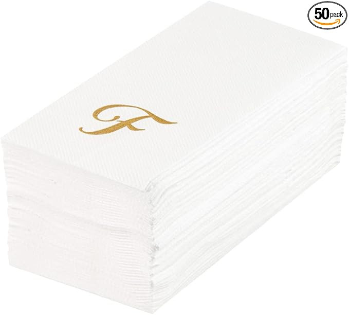 Luxenap 15.8 X 7.9 Inch Linen-Feel Guest Towels, 50 Lettered Hand Towels - Gold Letter 'F', Cursi... | Amazon (US)