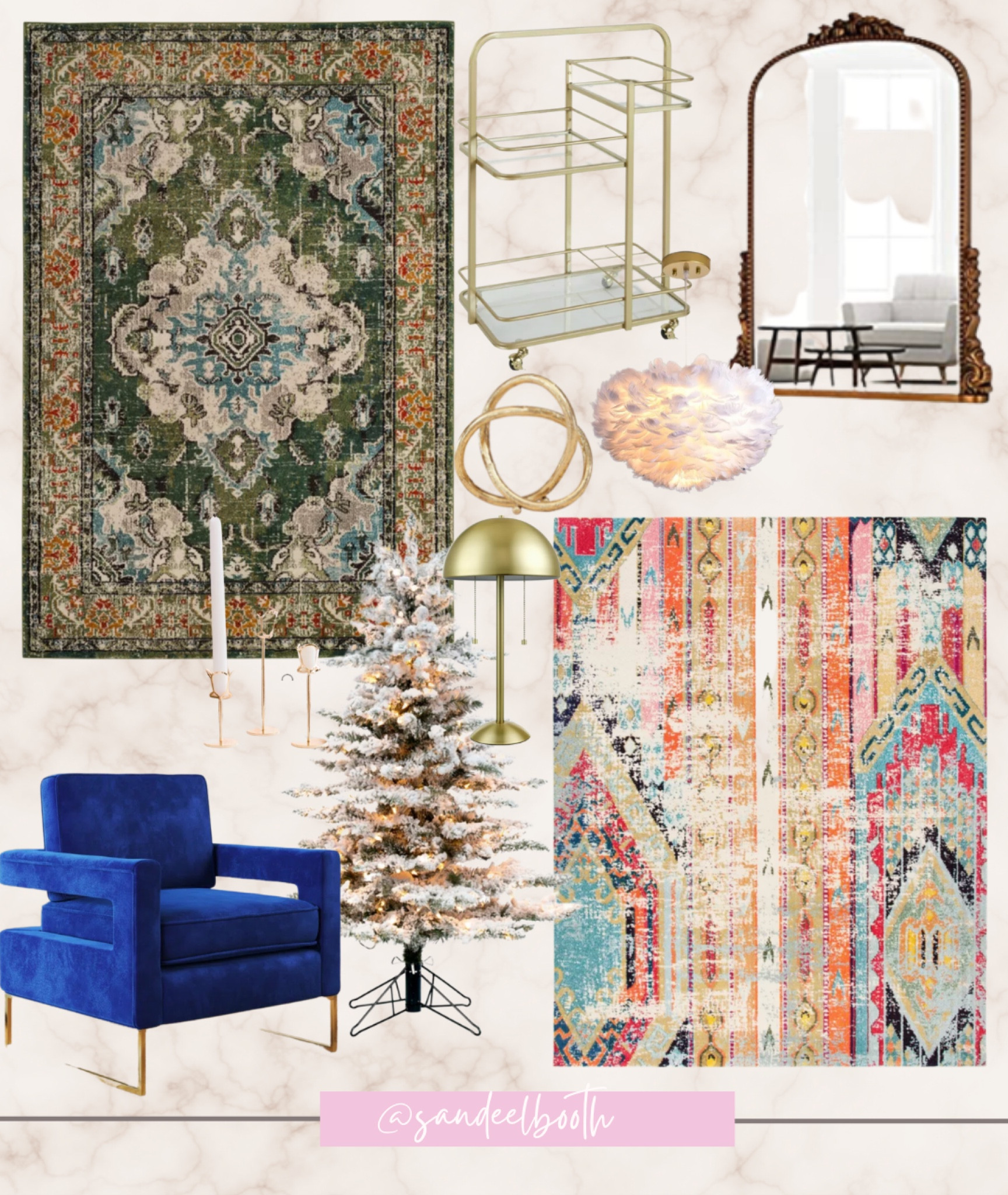 Anthro mirror dupe for under $130! Boho modern home decor on sale 
Velvet chair
Flocked Christmas tree 
Gold bar cart 
Gold home decor 

#LTKhome #LTKHoliday #LTKCyberweek