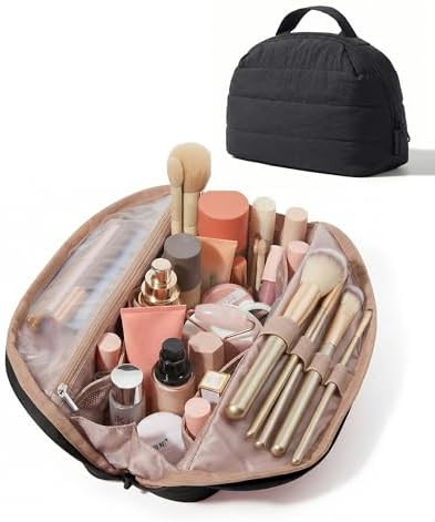 BAGSMART Travel Makeup Bag for Women, Portable Fold-down Cosmetic Case, Puffy Padded Make Up Orga... | Amazon (US)