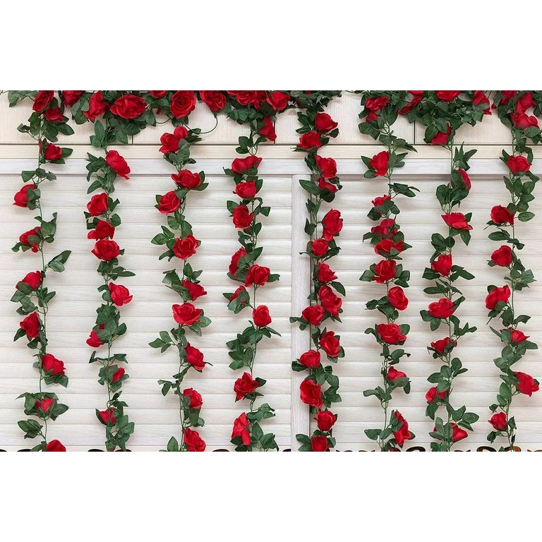 Coolmade 2Pack 8FT Artificial Fake Rose Vine Garland Artificial Flowers Plants with 16 Rose Flowe... | Walmart (US)