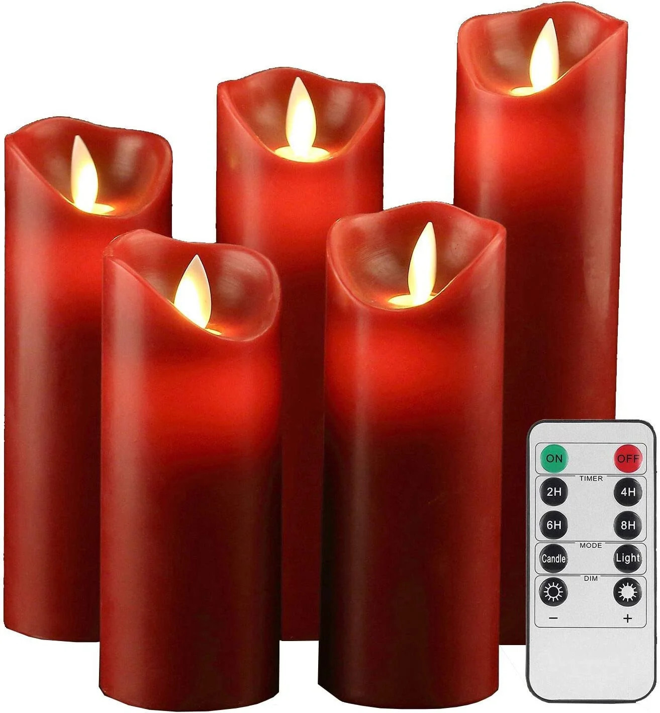 OSHINE 5 Pack Red Flameless Candles LED Battery Operated Candles Moving Wick Electric Pillar Cand... | Walmart (US)