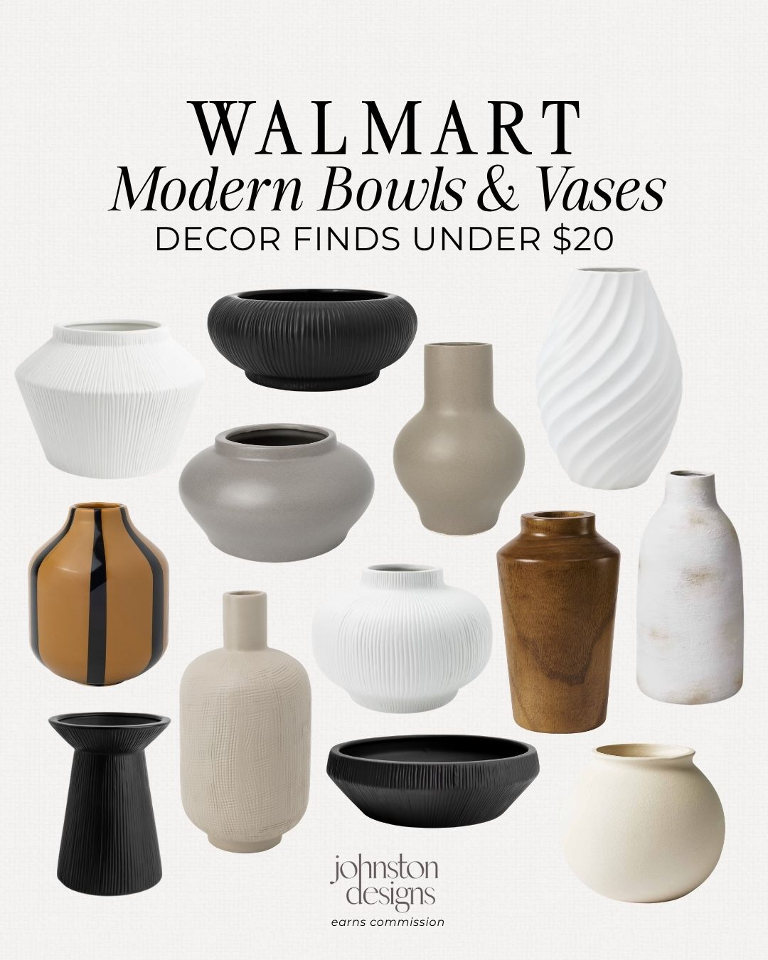 Walmart modern bowls and vases under $20. Love these neutral, black and textured decor finds for styling shelves, coffee tables, consoles and entryways.

Walmart decor, Walmart home finds, modern decor, bowls and vases, decor under $20, neutral home decor, black vase, white vase, decorative bowl, shelf styling, coffee table decor, console table decor, entryway decor, modern organic decor, affordable home finds, Walmart home, textured vase, budget decor, designer look for less 

 #LTKHome