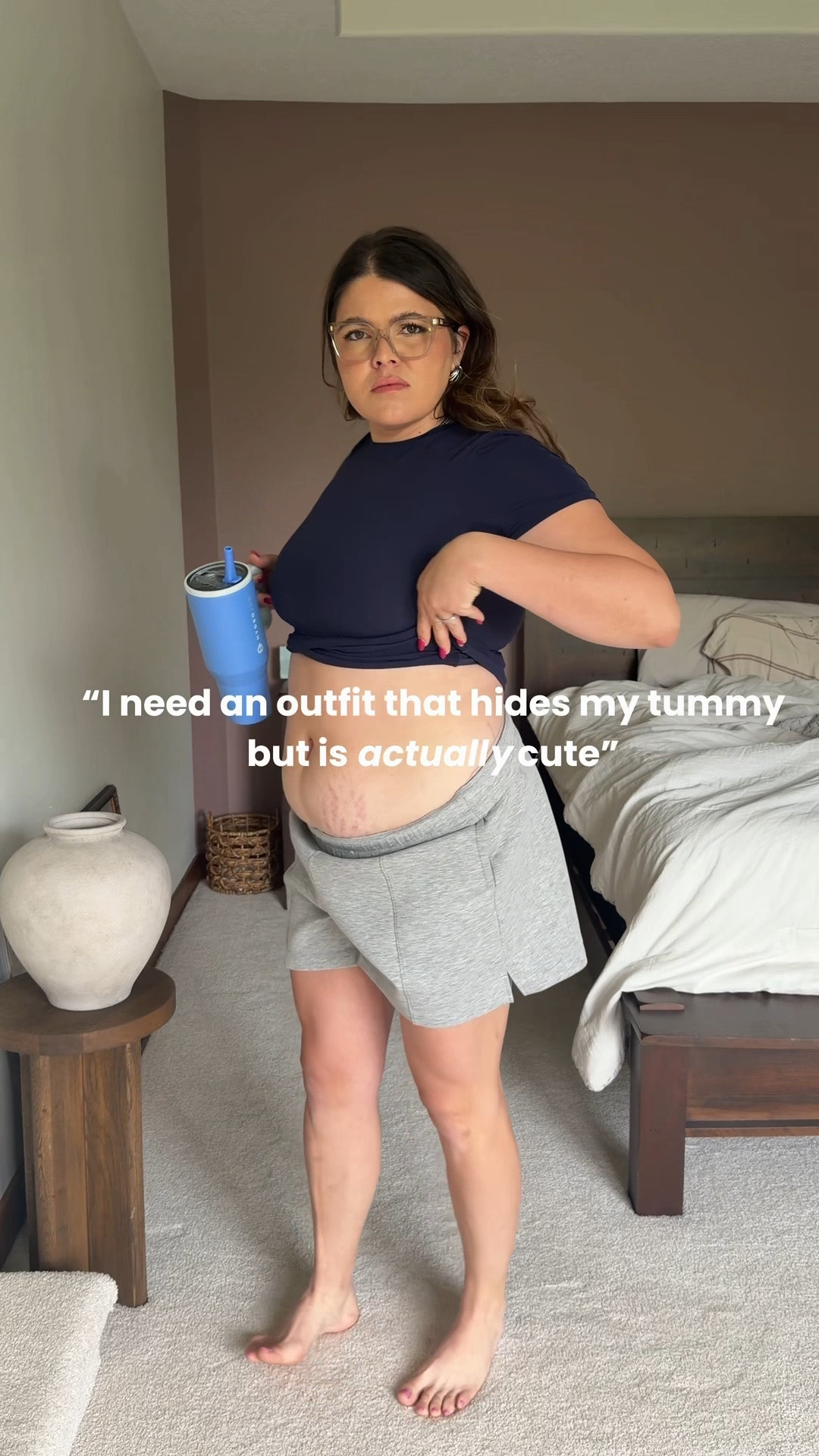 Thick tummy approved outfit - everything is from Walmart or Amazon 👀 

Midsize, size 12, size 14, mom style, curvy outfit