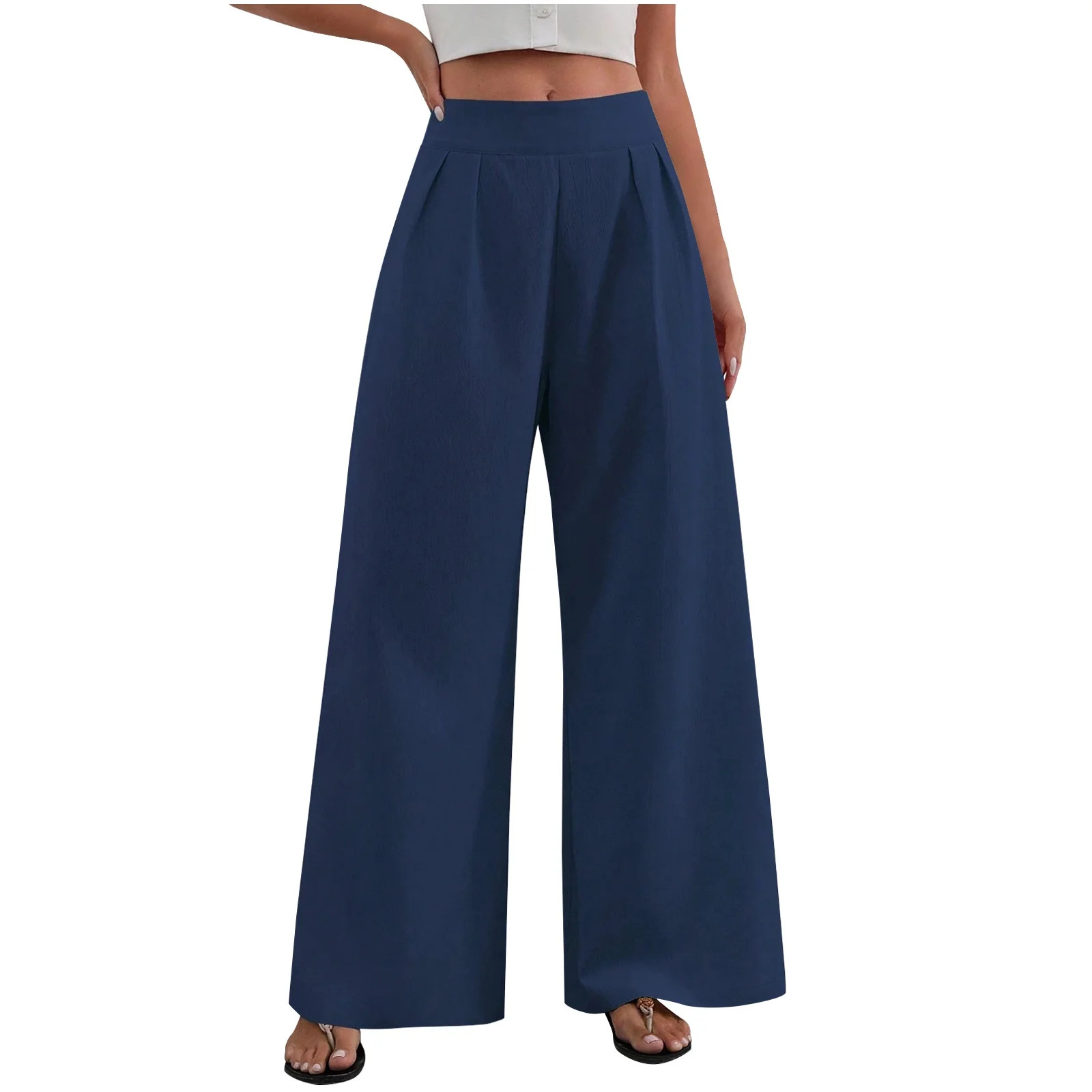Olyvenn Women's Wide Leg Palazzo Pants High Elastic Waist Casual Work Pants Flowy Dress Trousers ... | Walmart (US)