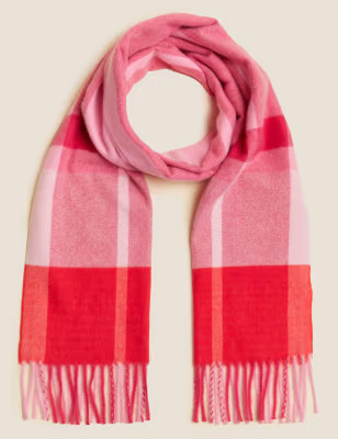 Checked Tassel Scarf | M&S Collection | M&S | Marks & Spencer (UK)