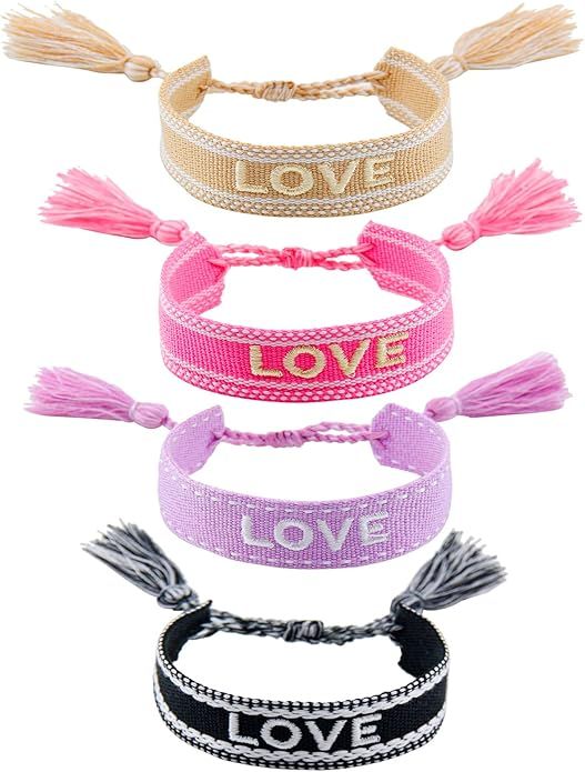 Carede Woven Friendship Wrap Bracelets Knitted with Embroidery Words String Bracelets, Adjustable... | Amazon (US)