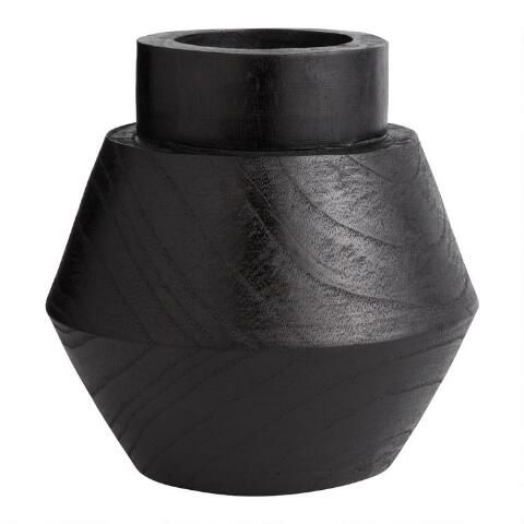 CRAFT Black Hand Carved Wood Zephanya Vase | World Market