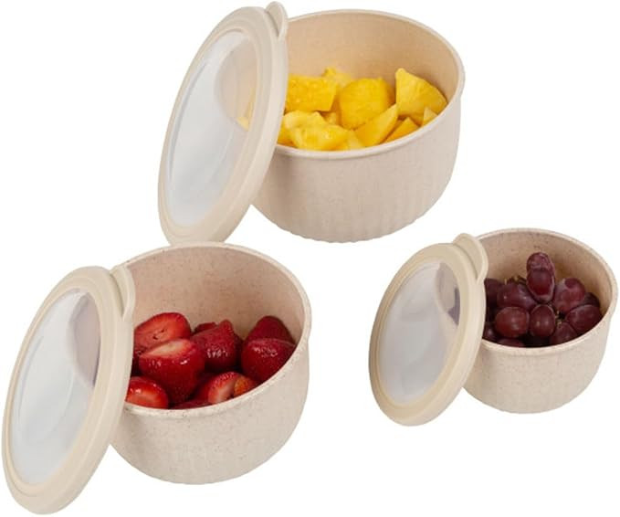 Classic Cuisine Set of 3 Bowls with Lids - Microwave, Freezer, and Fridge Safe Nesting Mixing Bow... | Amazon (US)