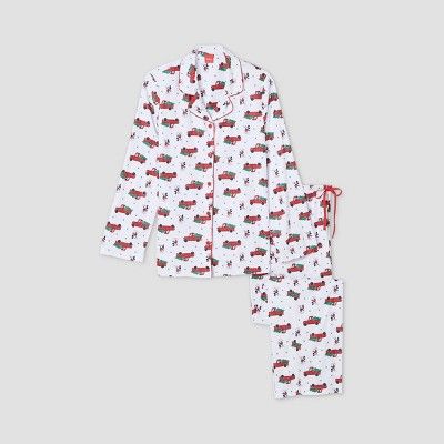 Women's Holiday Mickey Mouse Flannel Matching Family Pajama Set - White | Target