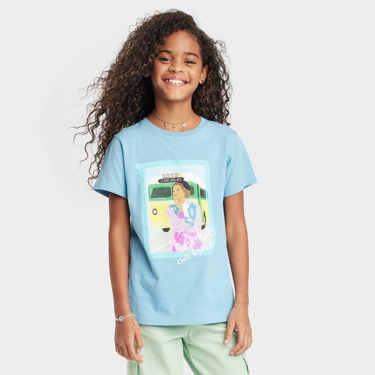 Kids' Piccolina Rosa Parks Short Sleeve Graphic T-Shirt - Blue | Target
