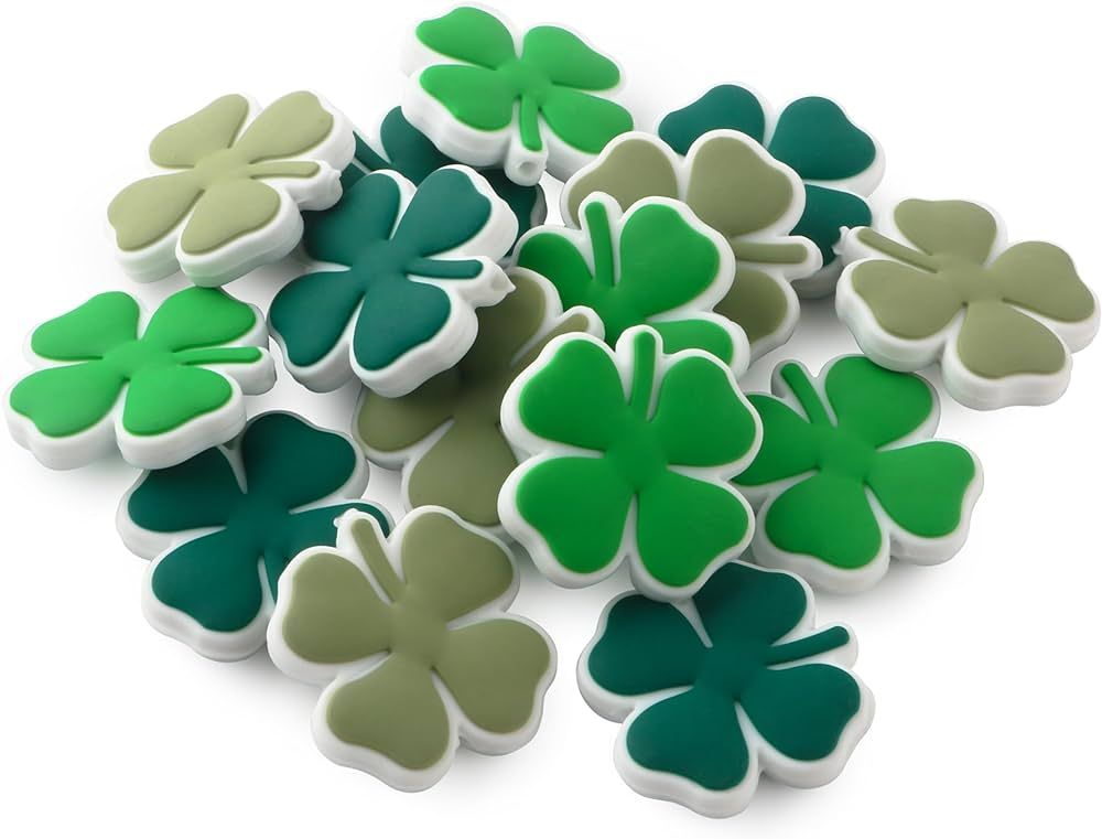 HHCFAST 15Pcs Silicone Beads, Focal Silicone Beads for Keychain Making Four Leaf Clover Silicone ... | Amazon (US)