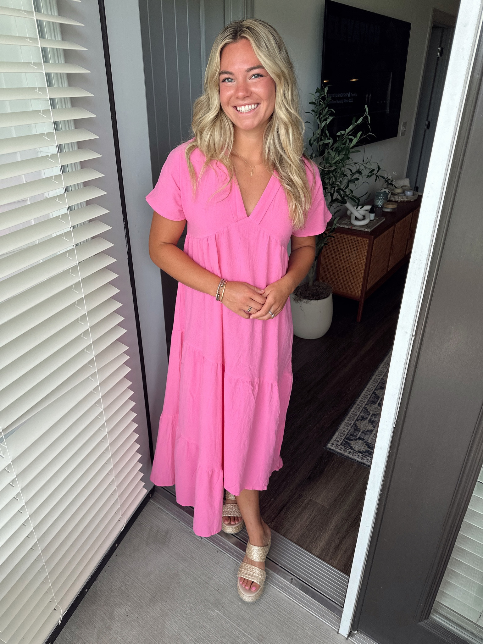 Pink dress!! Bridal shower outfit!! Long pink dress!! Dress, jewelry, shoes!! 

#LTKFind #LTKbeauty #LTKunder50