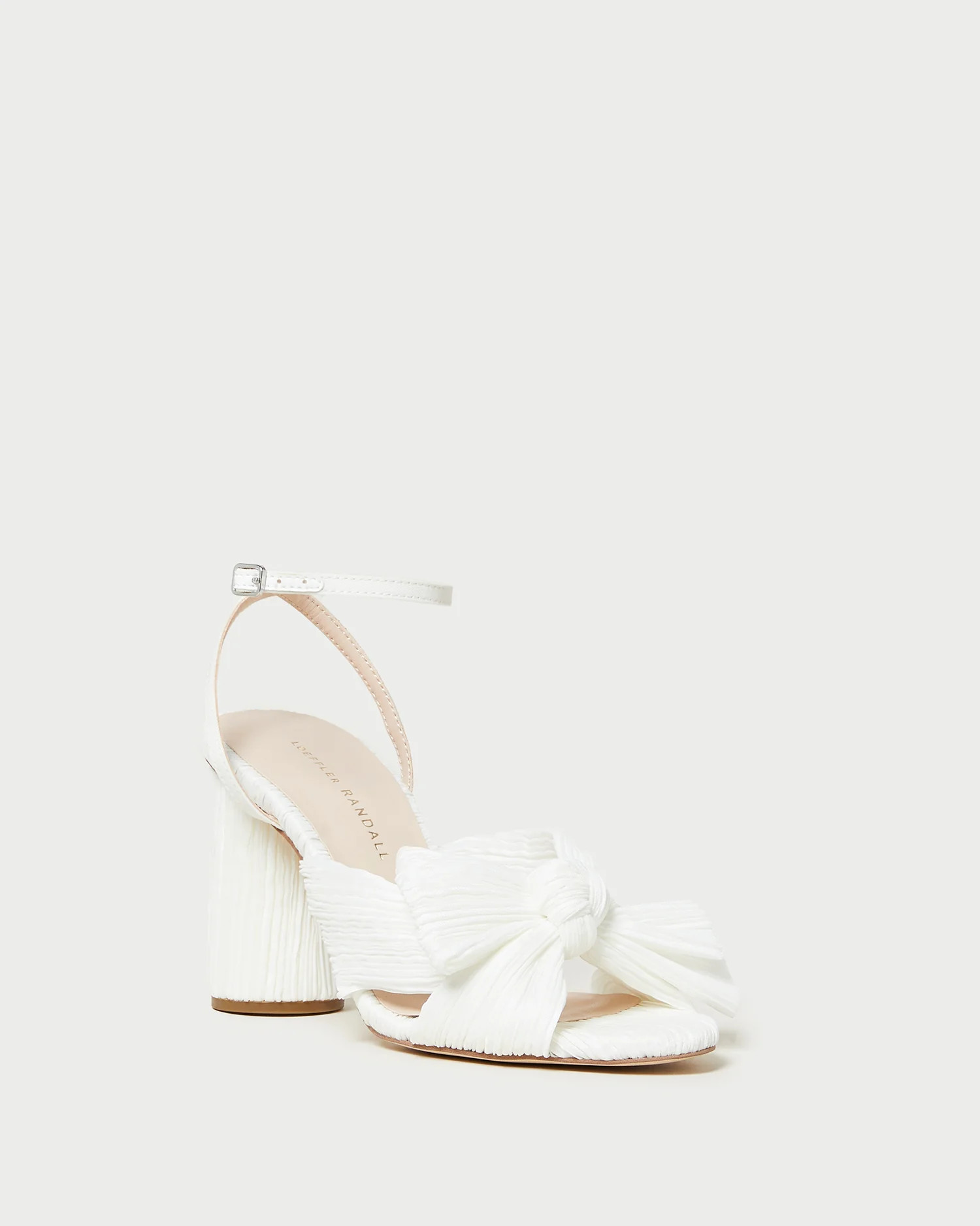 Camellia White Pleated Bow Heel | Loeffler Randall