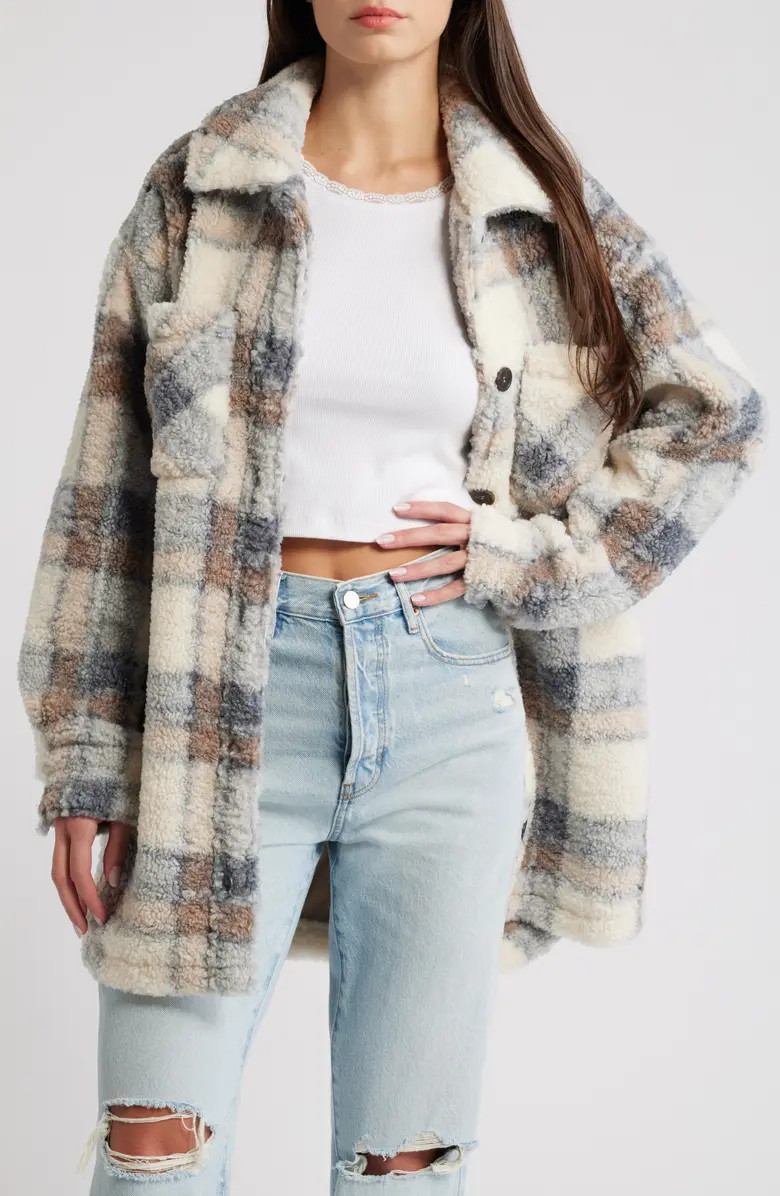 Thread & Supply Plaid Fleece Shirt Jacket | Nordstrom | Nordstrom