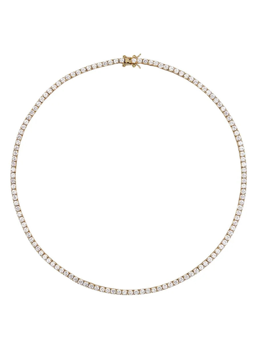 MOSS ROUND CUT, 3MM LAB WHITE SAPPHIRE GOLD RIVIÈRE NECKLACE | Dorsey