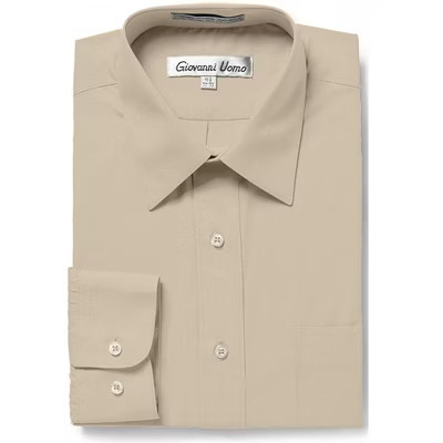 Gentlemens Collection Men's 1909 Long Sleeve Regular Fit Dress Shirt - Tan - 17 6-7 | Target