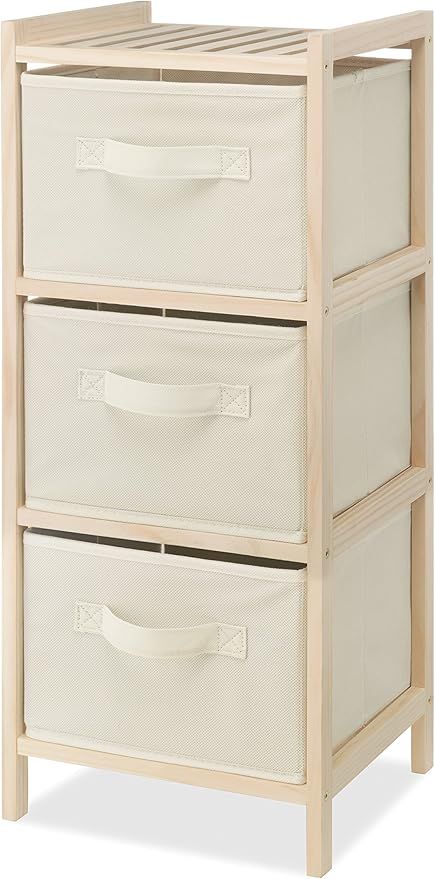 Whitmor 3 Drawer Wood Chest - Compact Design - Pull Out Fabric Bins - Natural Pine | Amazon (US)