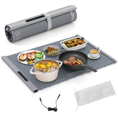 Costway Rollable & Portable Electric Warming Tray with Fasting Heating Timer Auto Shut-Off Gray | Target