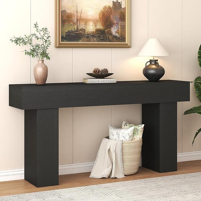 63 Inch Long Console Table for Entryway, Farmhouse Wood Rectangular Sofa Table Behind Couch Table... | Amazon (US)