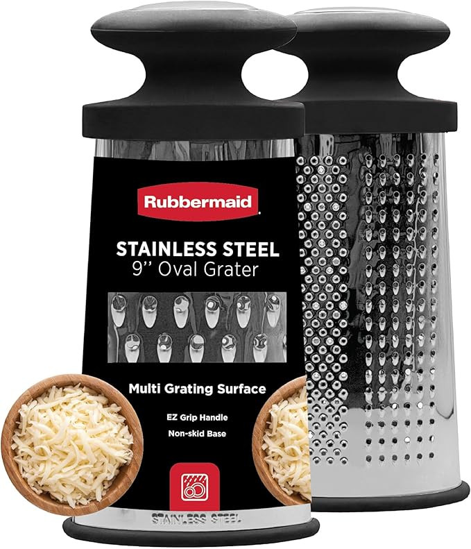 Rubbermaid Stainless Steel Cheese Grater - 9.5" Oval Handheld Box Grater with EZ Grip Handle - Mu... | Amazon (US)