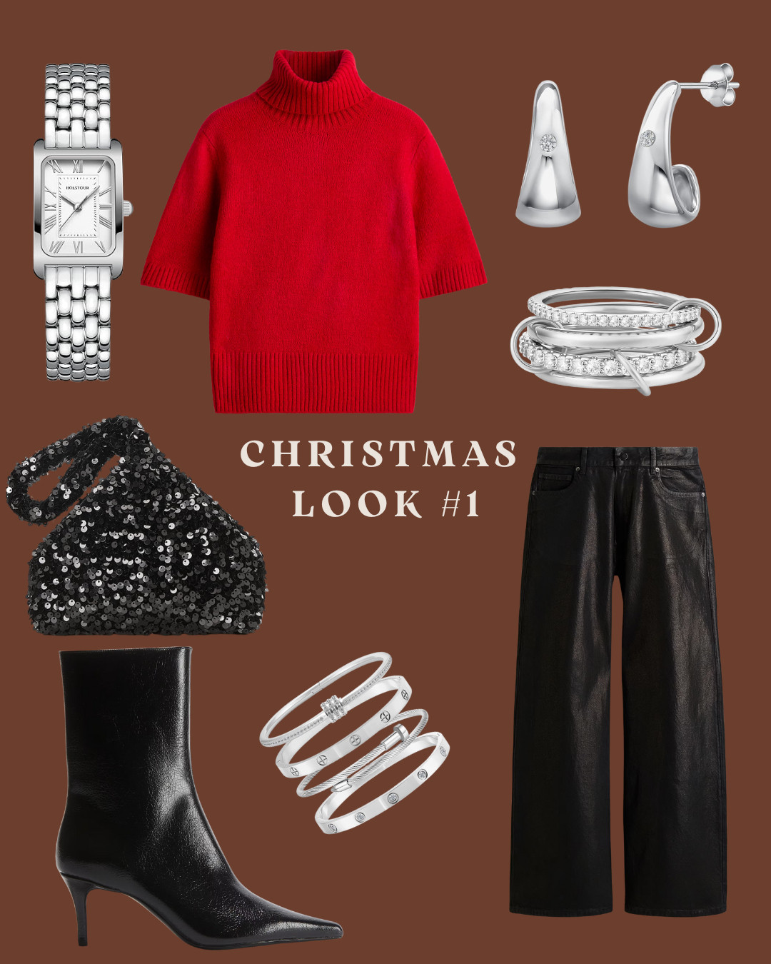 Celebrate the festive season in style with this chic Christmas outfit! From a cozy red turtleneck to sleek black leather pants, every piece brings a touch of elegance and warmth. Perfect for holiday gatherings or a night out. Stay stylish and cozy this season! 🎄👢 
#HolidayFashion #ChristmasStyle #FestiveOutfits #LTKStyle 

 

#LTKGiftGuide #LTKHoliday
