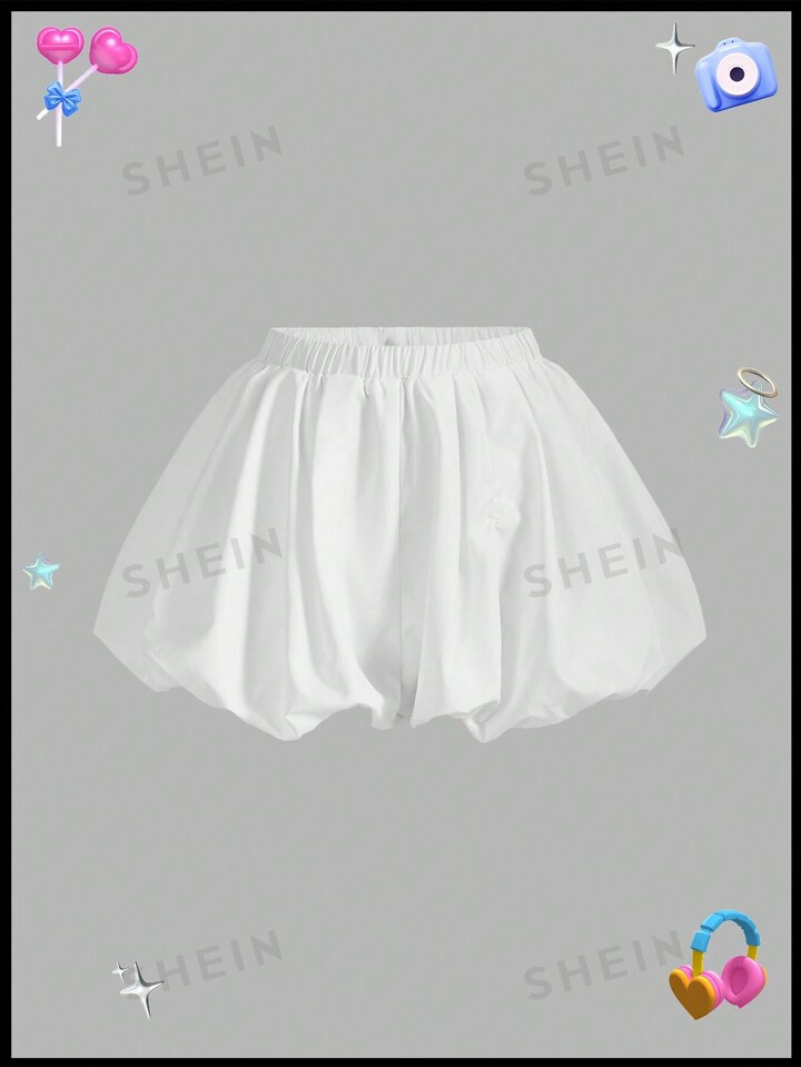 SHEINNeu Women Elastic Waist Wide Leg Bloomers Shorts In Solid Color | SHEIN