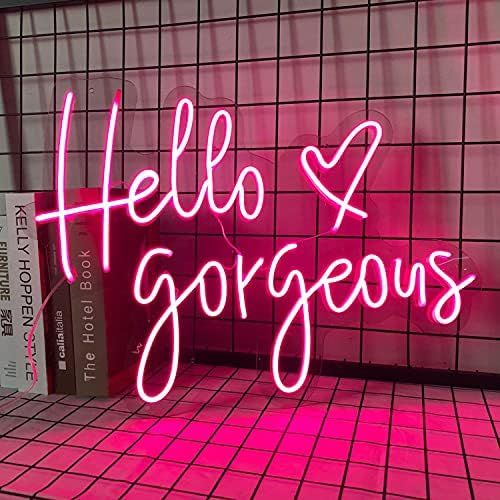 FARNEW Hello Gorgeous Neon Sign Light Wall Art Gifts,Neon Sign Wall Art,Neon Sign Wall Decoration... | Amazon (US)
