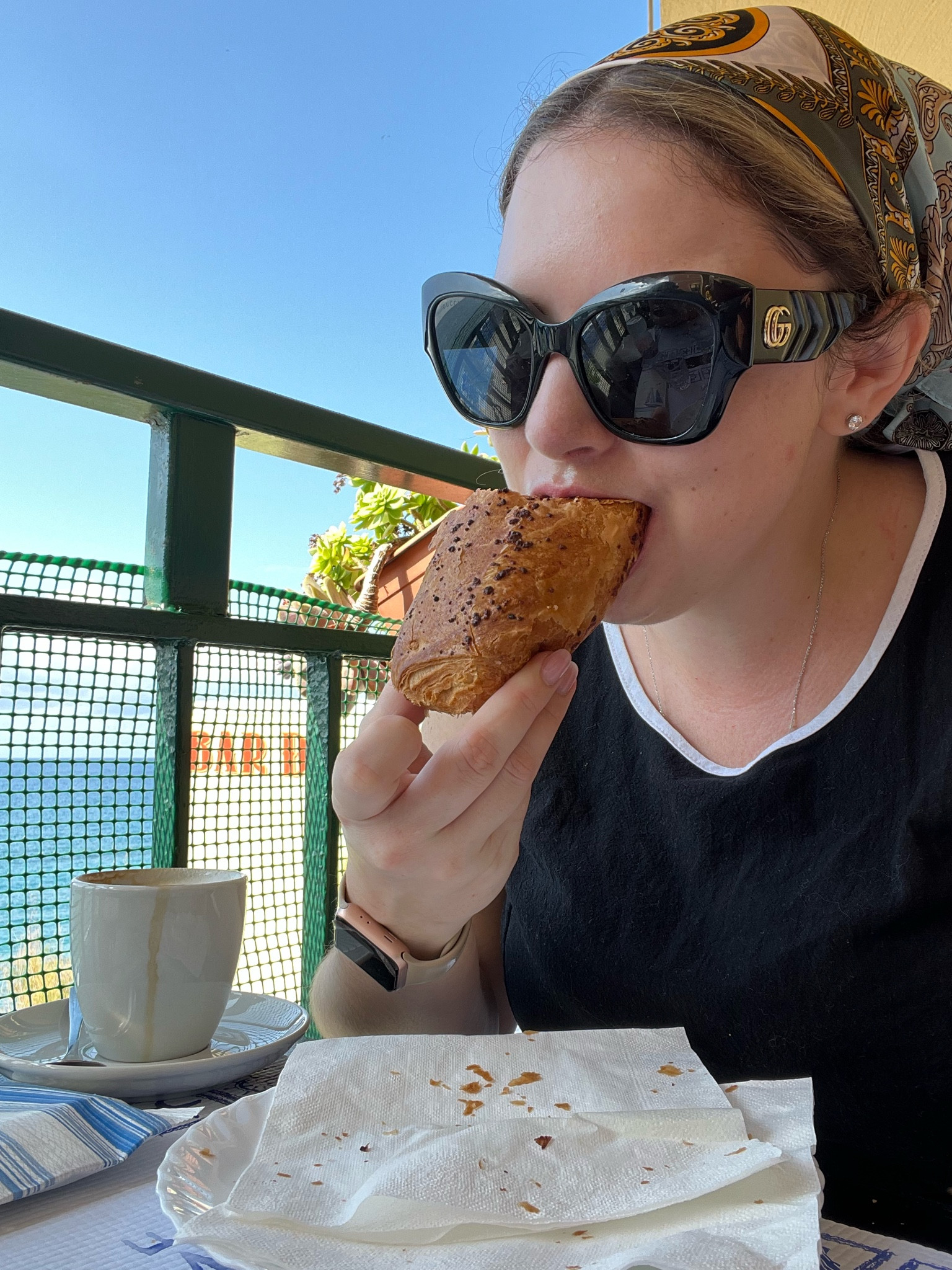 Living my best main character Italian summer life 

Love this black crop top it’s part of a two piece set 

I am wearing a large 

Head scarf was perfect for a travel day while my hair was still a little wet 

Brioche and cappuccino are not linkable :( 

#LTKtravel #LTKFind #LTKstyletip