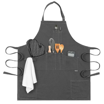 OPUX Chef Apron for Men, Kitchen Apron with Pockets for Women, Large Unisex Canvas Apron for Cooking Grilling BBQ Baking. (Grey) | Target