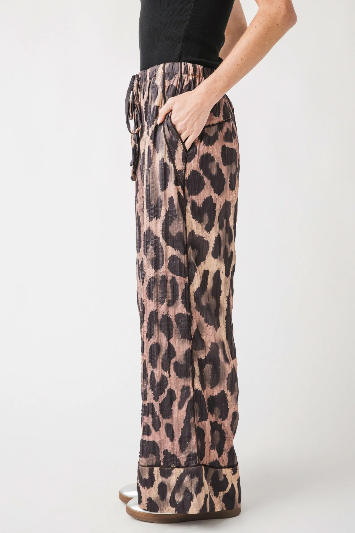 Free People All Out Satin Leopard Pants | Social Threads