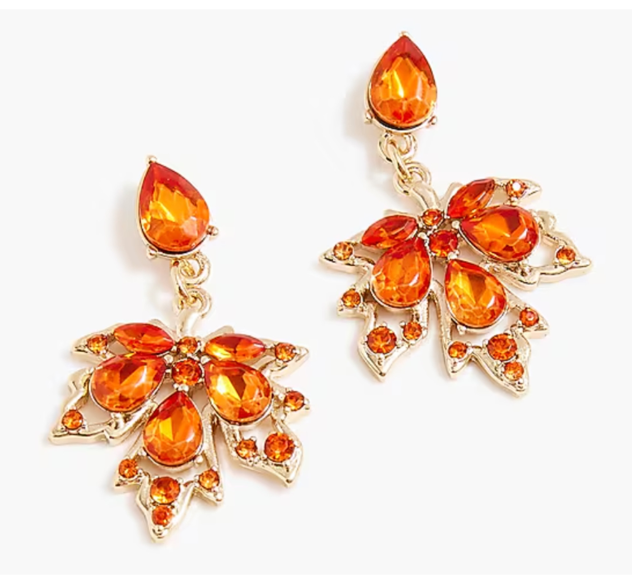 Crystal leaf statement earrings in ‘crystal’ from jcrew factory 
Amber / geranium 
House of colour / Autumn 

#LTKFallSale #LTKStyleTip #LTKSeasonal