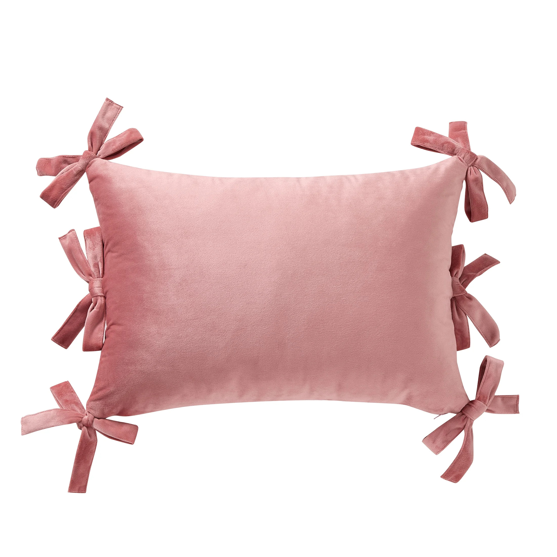 Home Decor Collection 14" x 20" Blush Pink Velvet Bow Oblong Decorative Pillow | Walmart (US)