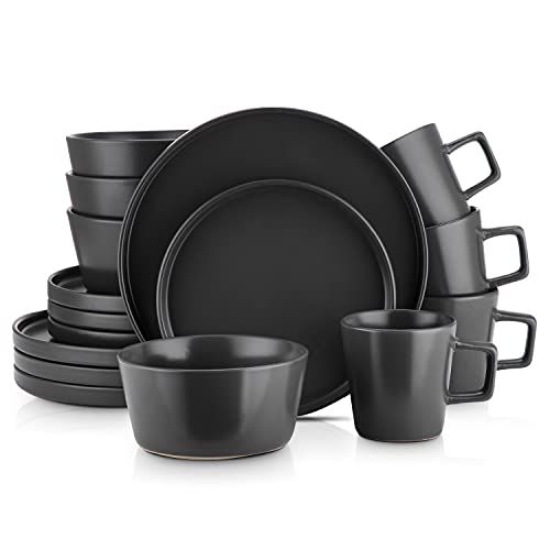 Stone Lain Coupe Dinnerware Set, Service for 4, Matte Black | Amazon (CA)