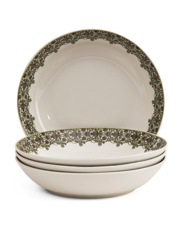 Set Of 4 Porcelain Botanica Pasta Bowls | TJ Maxx