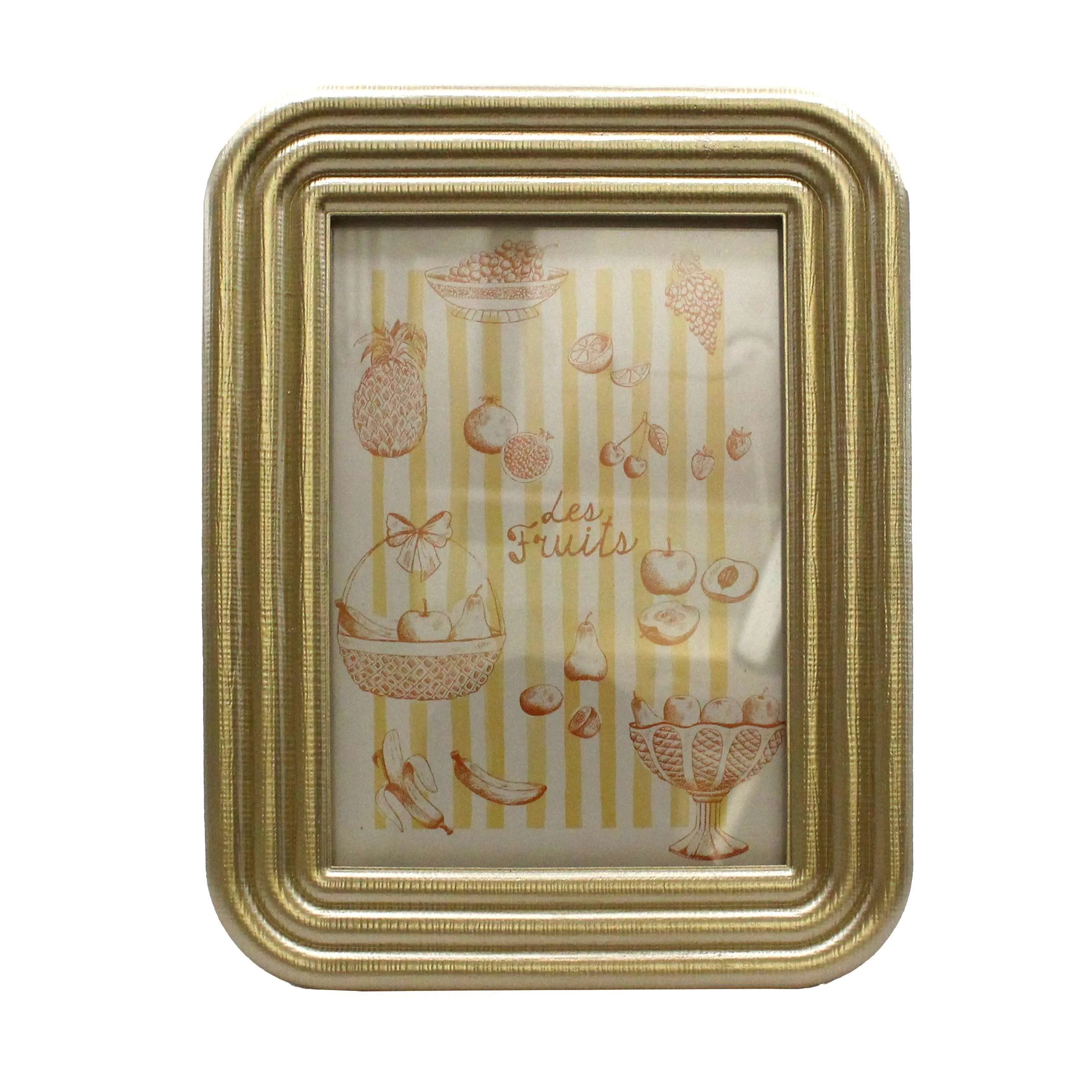 OneDesign Home 5"x7" Gold Ribbed Tabletop Resin Picture Frame | Walmart (US)