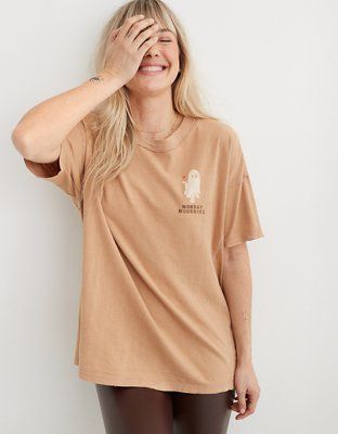 Aerie Crewneck Graphic Oversized Boyfriend T-Shirt | Aerie