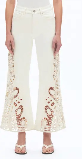 High Waist Embroidered Wide Leg Jeans | Nordstrom