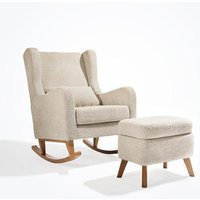 Tutti Bambini Harper Wingback Rocking Chair & Storage Footstool - Teddy Mushroom | Natural Baby Shower UK