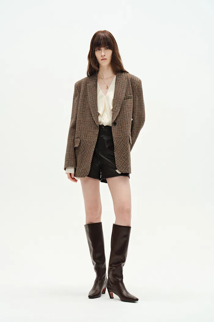Meare Plaid Blazer in Merino Wool Houndstooth | Fabrique