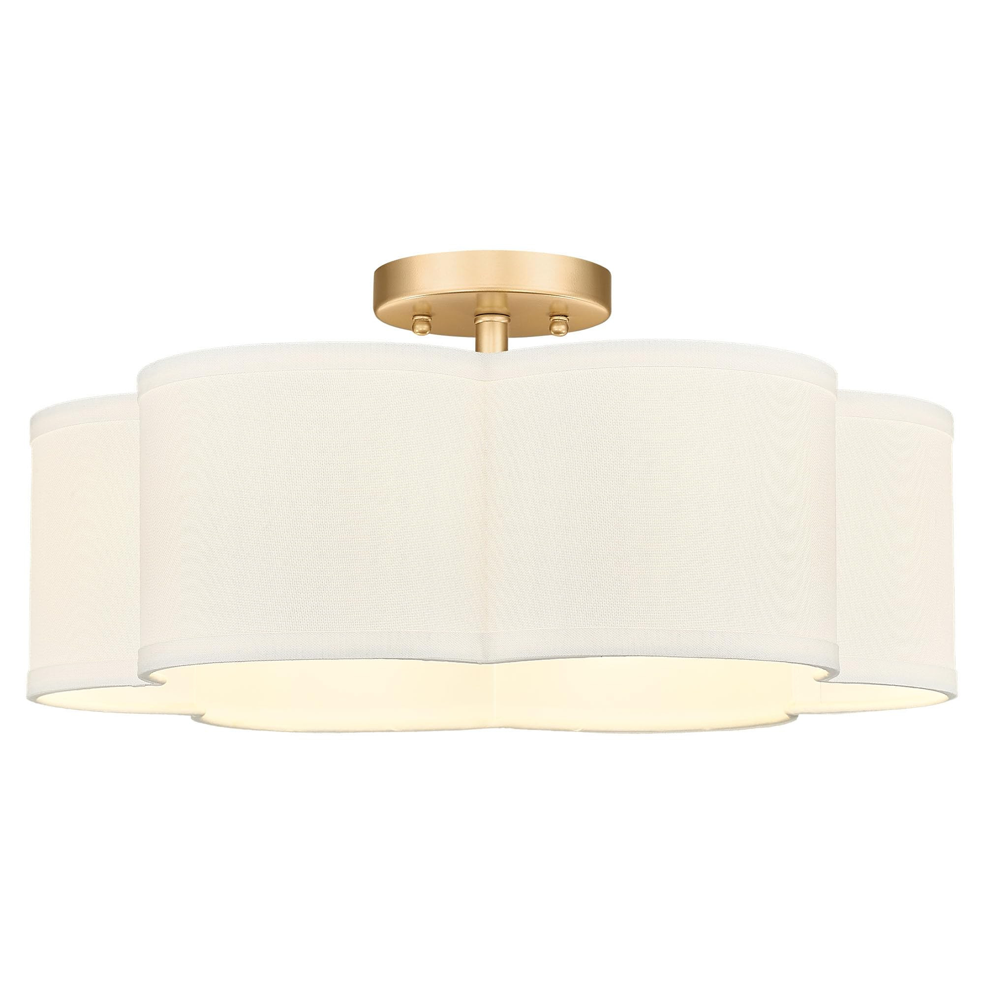 Gold Semi Flush Mount Ceiling Lights, 6-Light 18Inch Ceiling Light Fixtures with Fabric Shade in ... | Amazon (US)