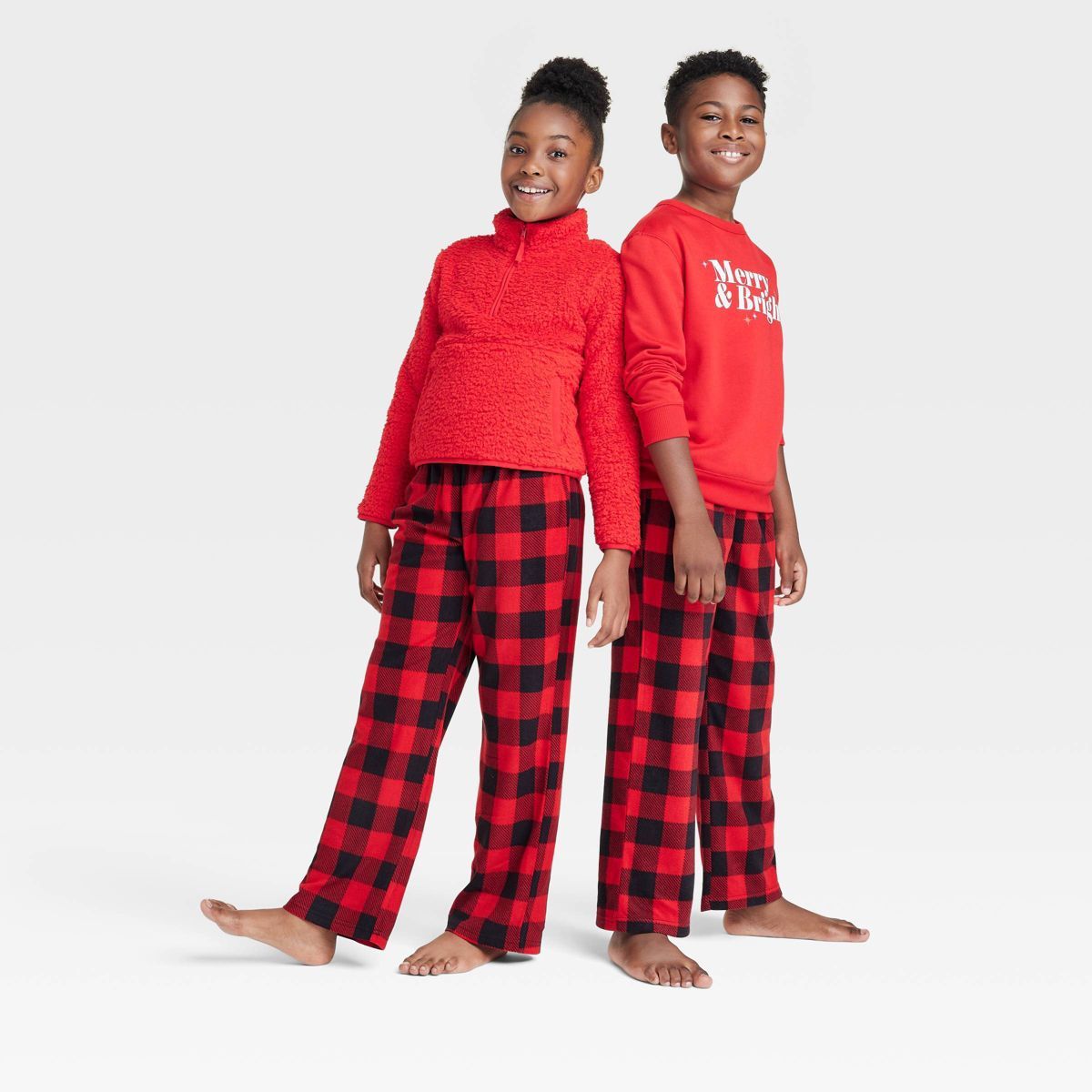 Kids' Buffalo Check Fleece Matching Family Pajama Pants - Wondershop™ Red | Target