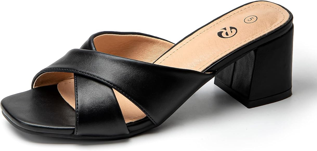 Rekayla Heeled Sandals Women Comfortable, Square Toe Sandals Comfy Mule Shoes Chunky Block Heels ... | Amazon (US)