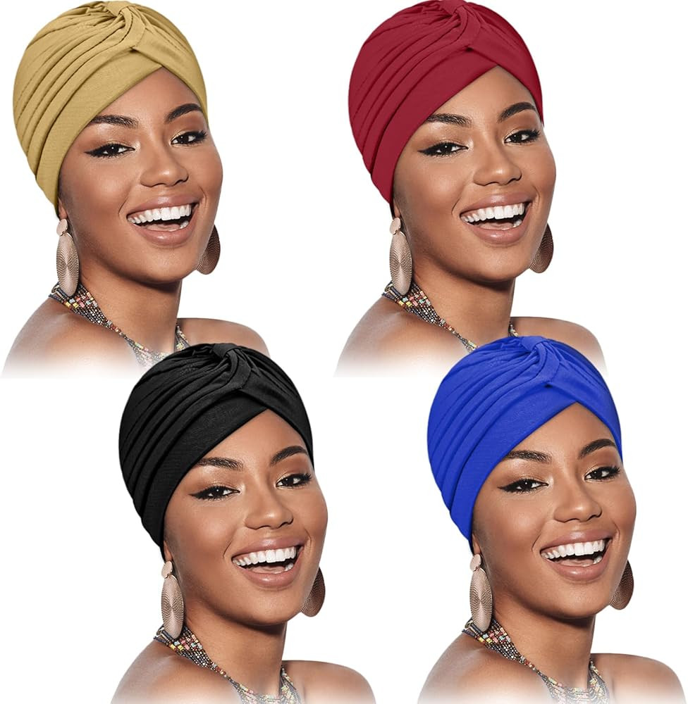 Syhood 4 Pieces Turbans for Women Head Wraps for Women Beanie Headwraps,4 Colors | Amazon (US)