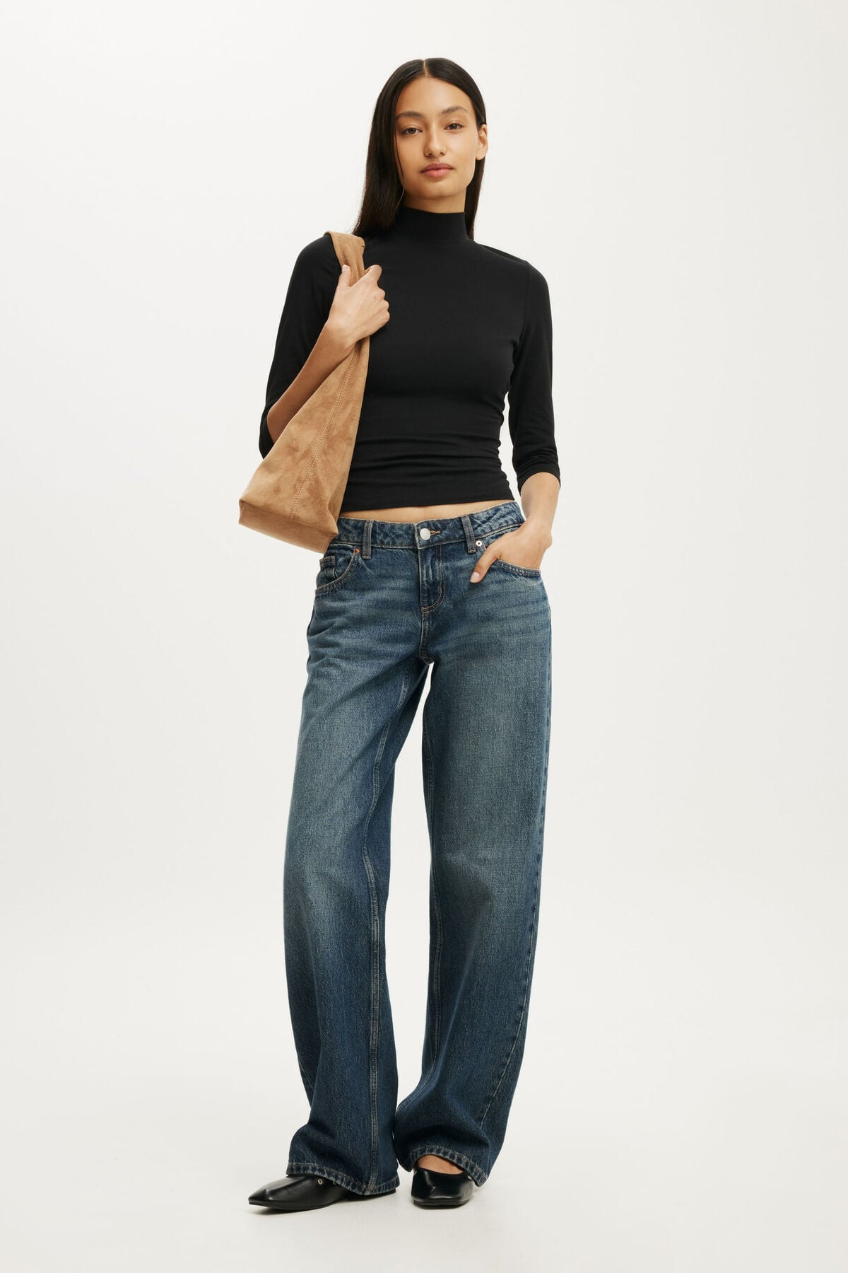 90S Mock Neck 3/4 Sleeve | Cotton On (US)